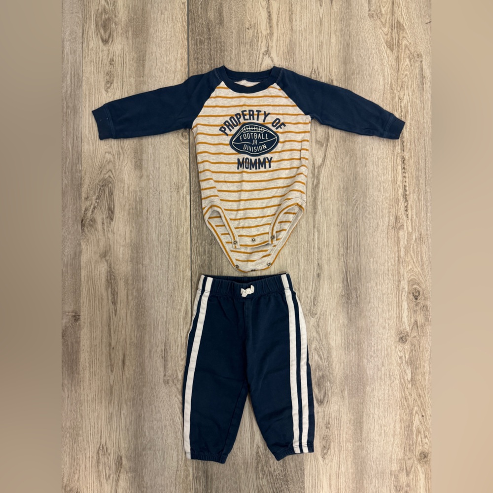 Carter's Navy  football Striped Kids Matching Set
